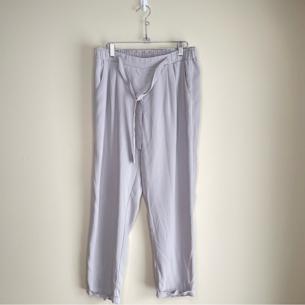 C'est Moi Woven Front Tie Pants Cuffed Jogger Grey Size Medium